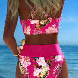 Ángela - Bikini Floral con Contraste y Delicada Abertura