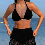 Mireia - Bikini de Encaje Blanco con Top Triangular y Short