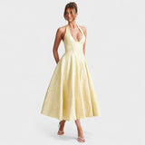 Halina - Vestido midi con corsé elegante