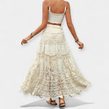 Falda midi con encaje elegante