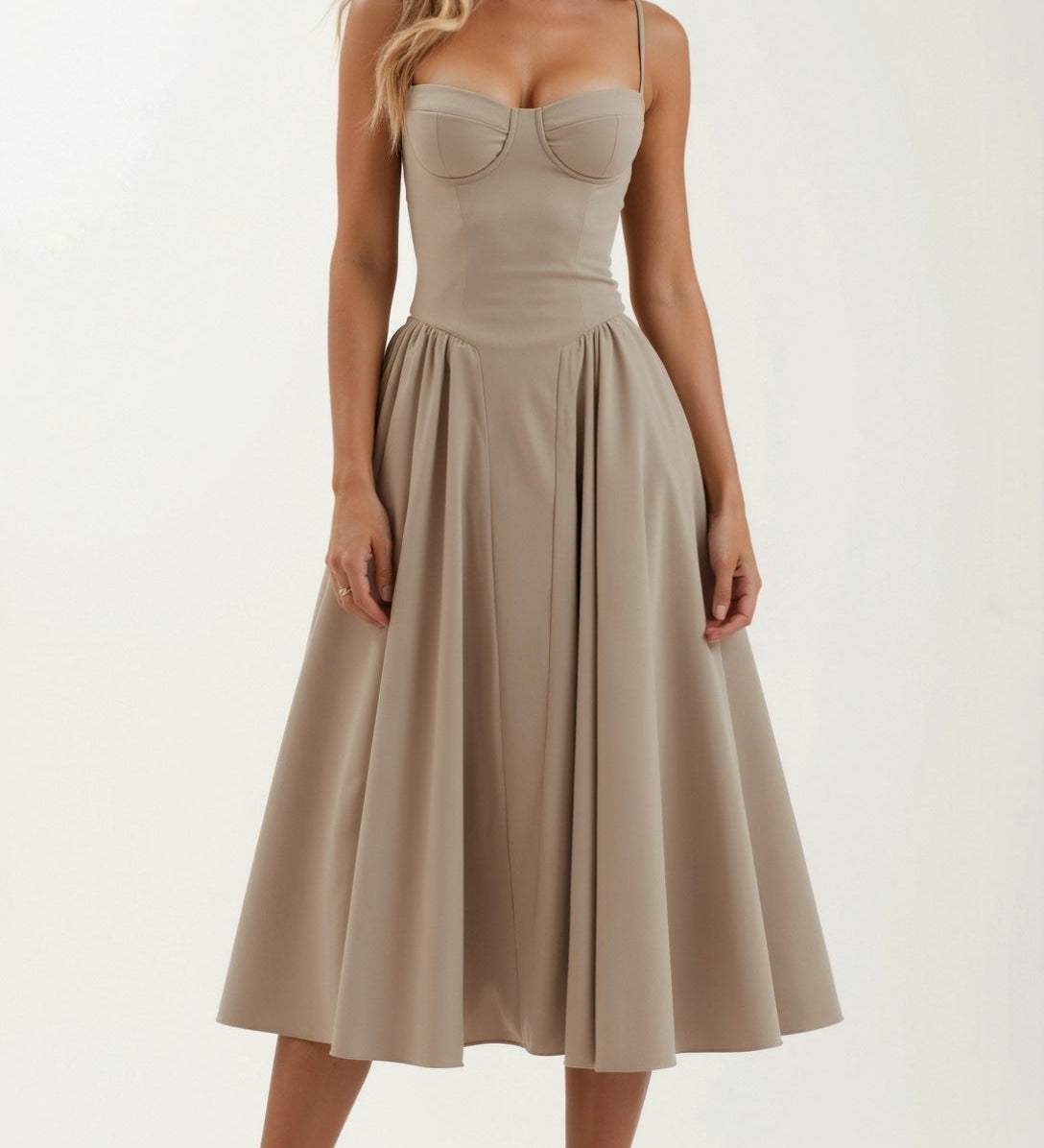Odette - Vestido midi con corpete estructurado