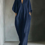 Alina - Vestido largo con mangas 3/4 y escote en V