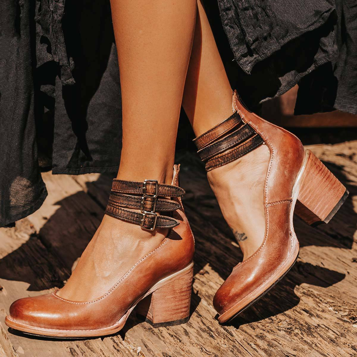 Ginebra - Zapatos de tacón alto con tiras múltiples y suela gruesa