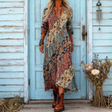 María - Vestido Casual de Manga Larga con Toque Vintage