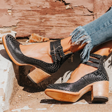 Ginebra - Zapatos de tacón alto con tiras múltiples y suela gruesa