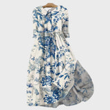 Vestido de Porcelana con Estampado Floral