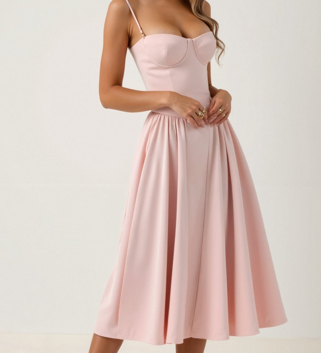 Odette - Vestido midi con corpete estructurado