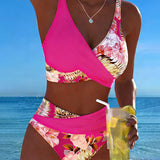 Ángela - Bikini Floral con Contraste y Delicada Abertura