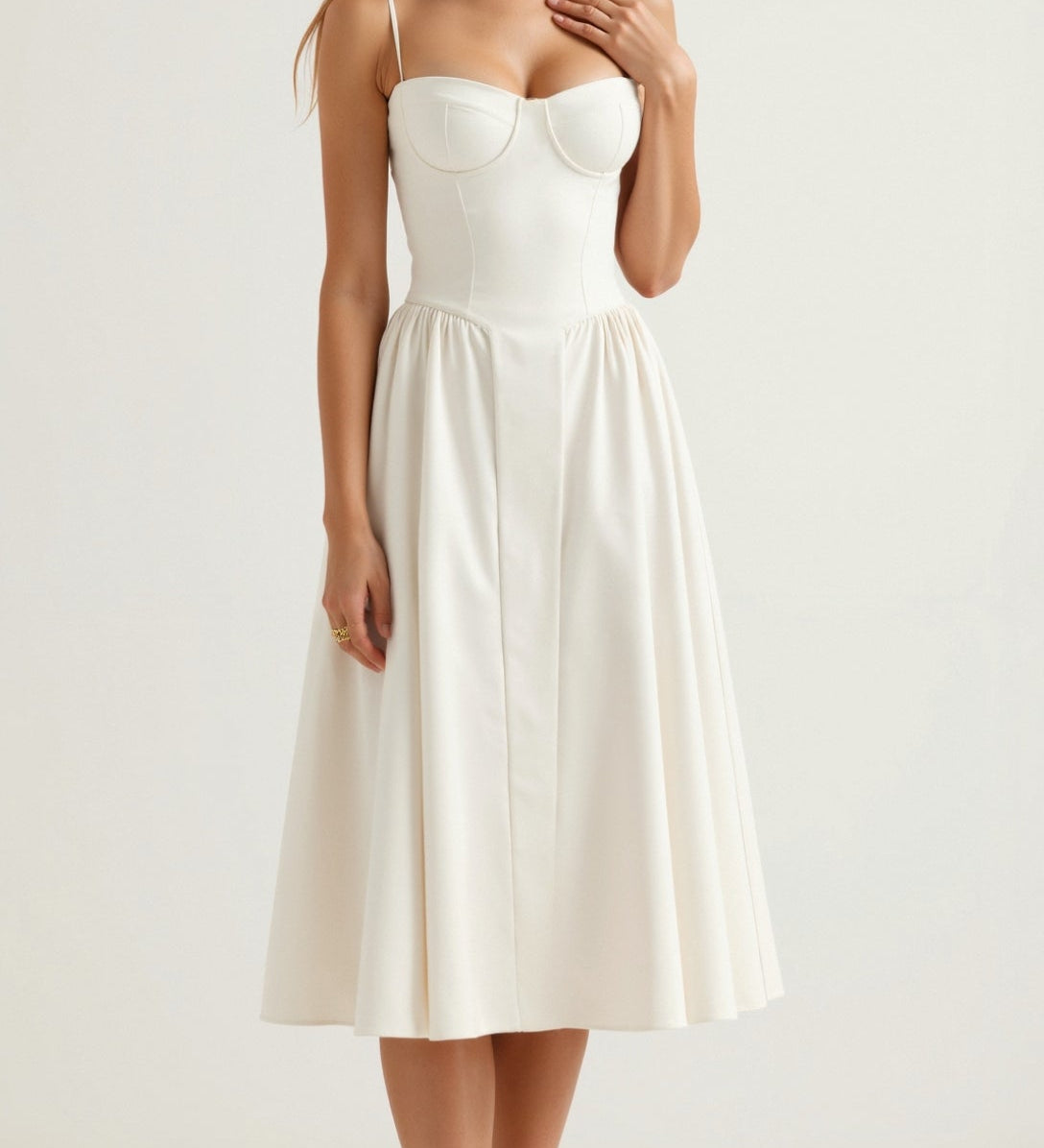 Odette - Vestido midi con corpete estructurado