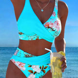 Ángela - Bikini Floral con Contraste y Delicada Abertura