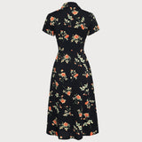 Gloria - Vestido Midi Negro Floral
