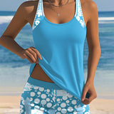Carla - Tankini de Dos Piezas con Top sin Mangas y Short, Estampado Alegre