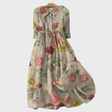 Vestido Retro con Ramo de Flores