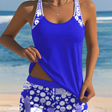 Carla - Tankini de Dos Piezas con Top sin Mangas y Short, Estampado Alegre