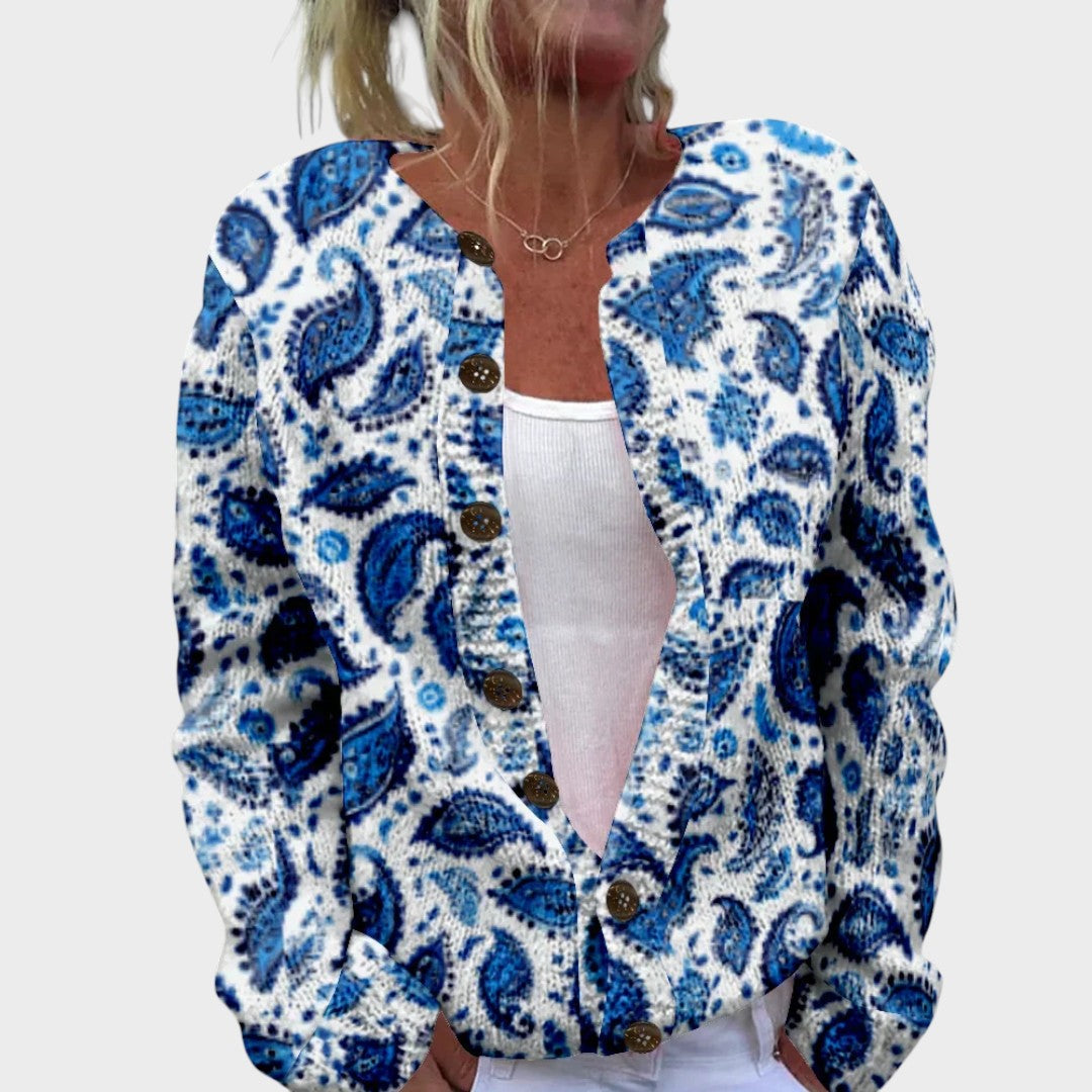 María - Cardigan Floral de Otoño Elegante