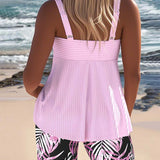 Elsa - Tankini Colorido con Top de Rayas y Short Estampado