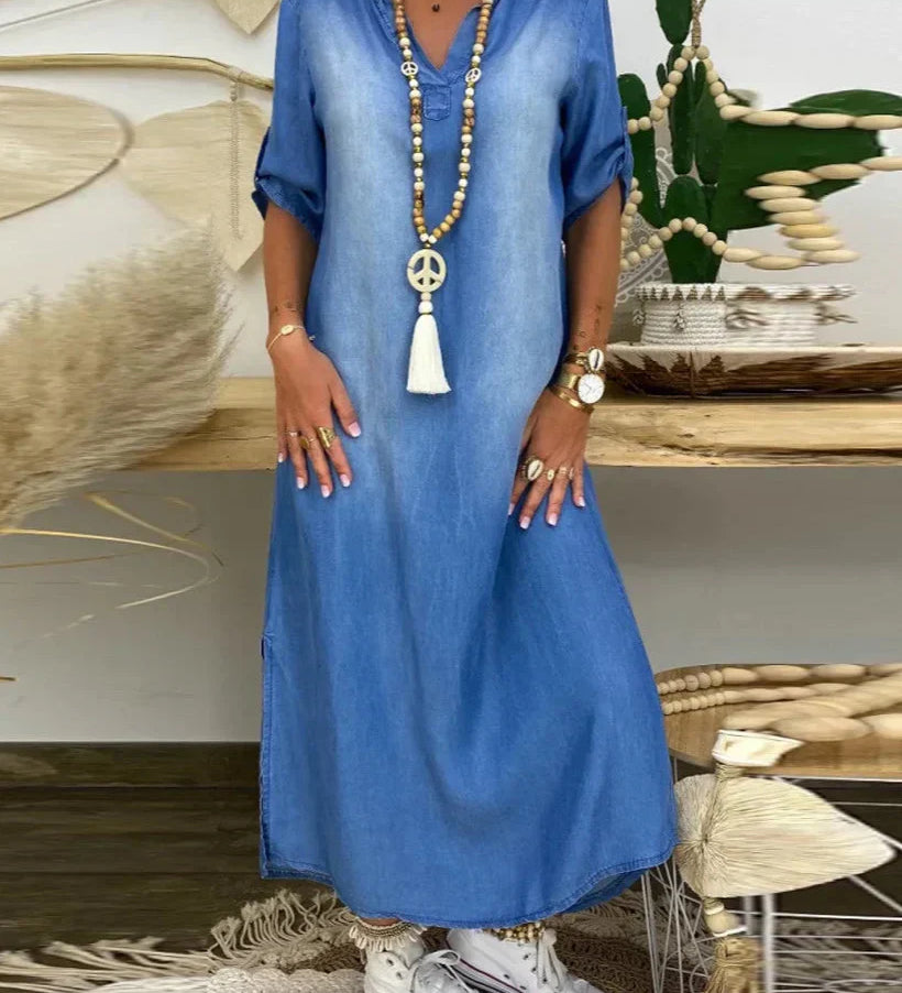Ibiza - Vestido Maxi de Ganga Elegante