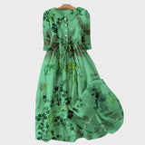 Vestido Verde con Flores Sombreadas de Valentina