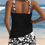 Carla - Tankini de Dos Piezas con Top sin Mangas y Short, Estampado Alegre