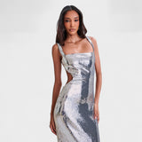 Brillo Plateado - Vestido de Gala Nocturna