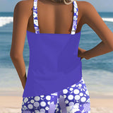 Carla - Tankini de Dos Piezas con Top sin Mangas y Short, Estampado Alegre