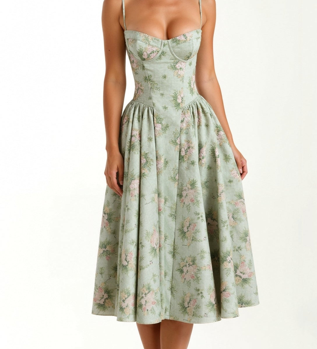 Odette - Vestido midi con corpete estructurado