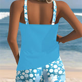 Carla - Tankini de Dos Piezas con Top sin Mangas y Short, Estampado Alegre
