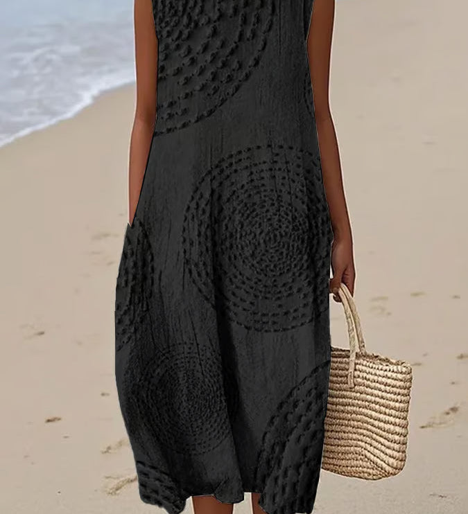 Ana - Vestido Maxi Sem Mangas Texturizado Elegante