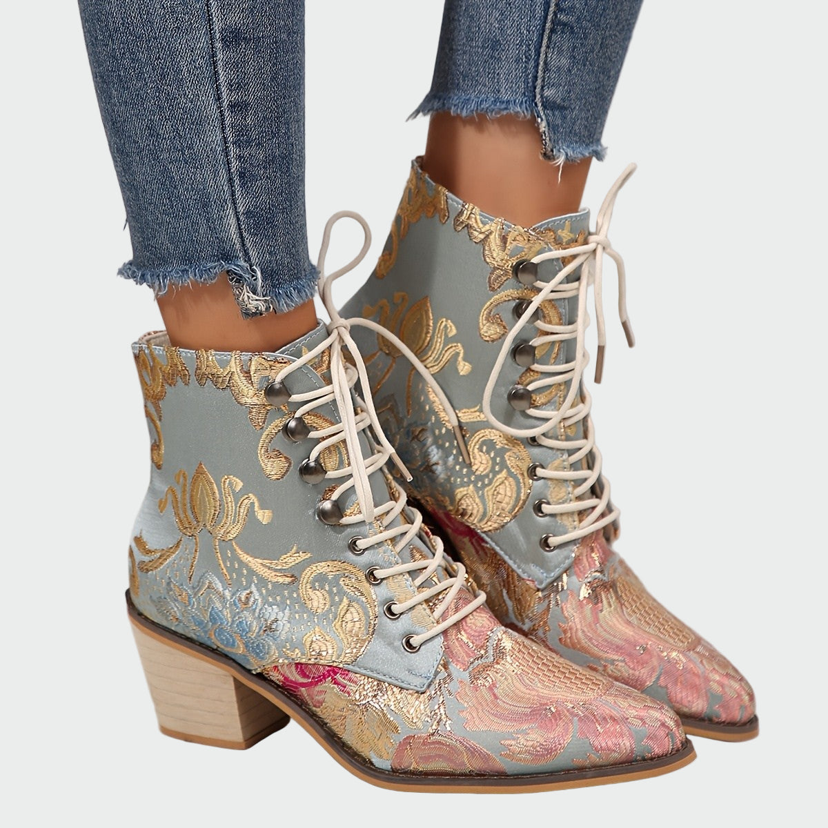 Botines de cuero con flores para Valentina