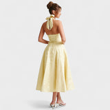 Halina - Vestido midi con corsé elegante