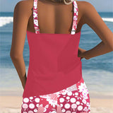 Carla - Tankini de Dos Piezas con Top sin Mangas y Short, Estampado Alegre