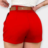 Shorts Plisados de Cintura Alta