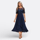 Mariana - Vestido de Encaje con Mangas Cortas y Elegancia Moderna