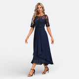 Mariana - Vestido de Encaje con Mangas Cortas y Elegancia Moderna