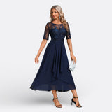 Mariana - Vestido de Encaje con Mangas Cortas y Elegancia Moderna