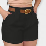 Shorts Plisados de Cintura Alta