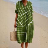 Eira - Vestido Verde con Estampado Geométrico