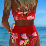 Ángela - Bikini Floral con Contraste y Delicada Abertura