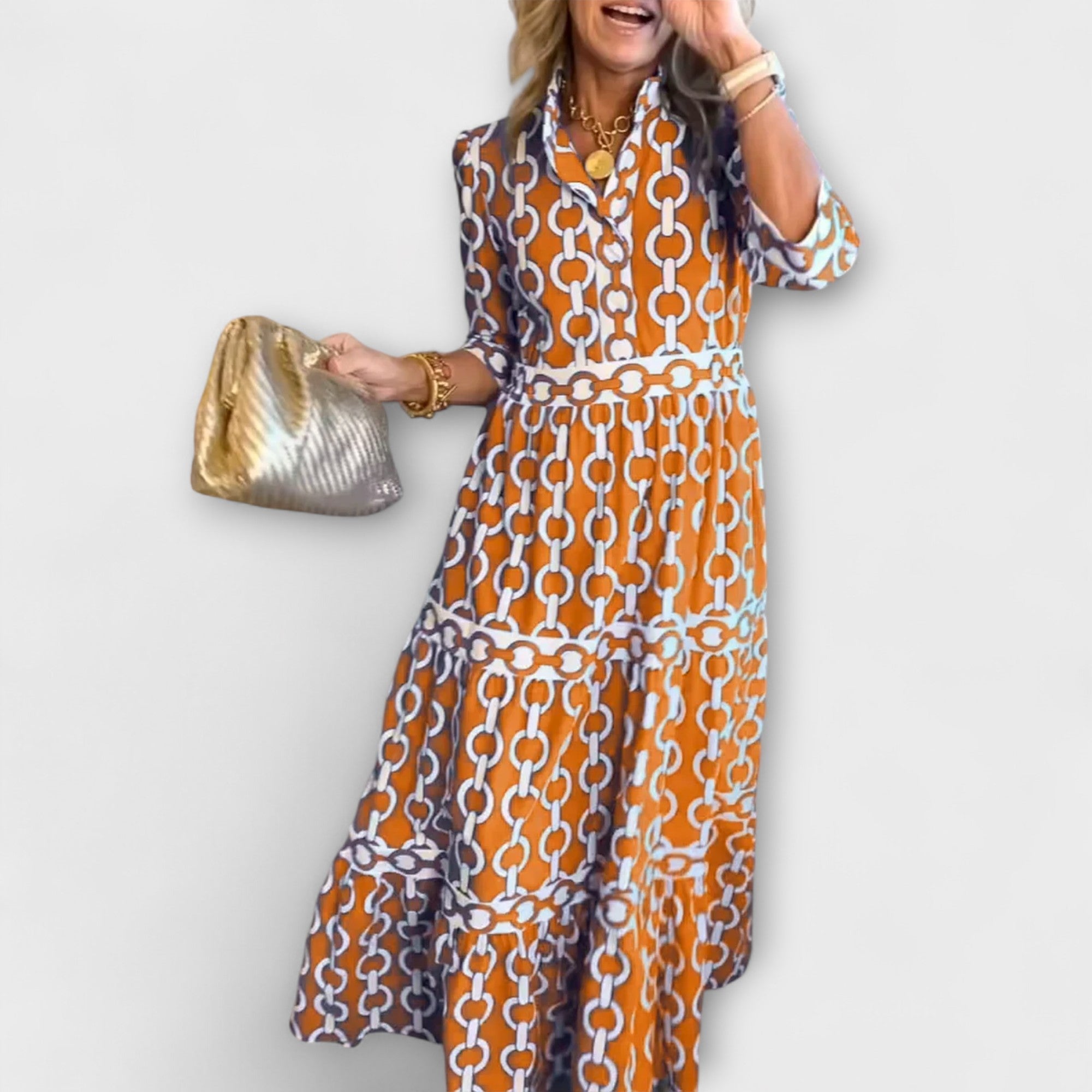 Sofía - Vestido Midi con Cadenas Elegantes