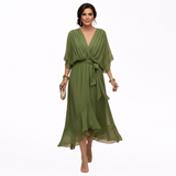 Mónica - Vestido de Chiffon con Escote en V