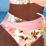 Ángela - Bikini Floral con Contraste y Delicada Abertura