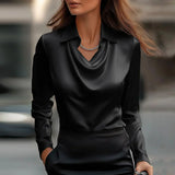 Inés - Blusa de Satén Elegante con Escote Suave