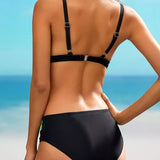 Maite - Bikini Negro con Estampado Degradado y Braguita de Cintura Ancha