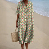 Eulalia - Vestido Floral Retro en Verde Agua