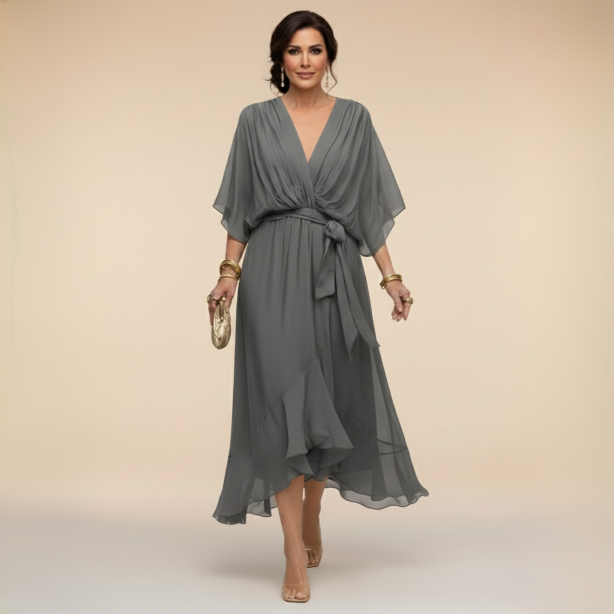 Mónica - Vestido de Chiffon con Escote en V