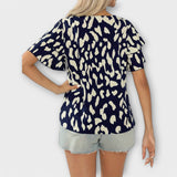 Evelina - Blusa casual con escote redondo