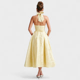 Halina - Vestido midi con corsé elegante