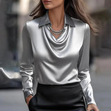 Inés - Blusa de Satén Elegante con Escote Suave