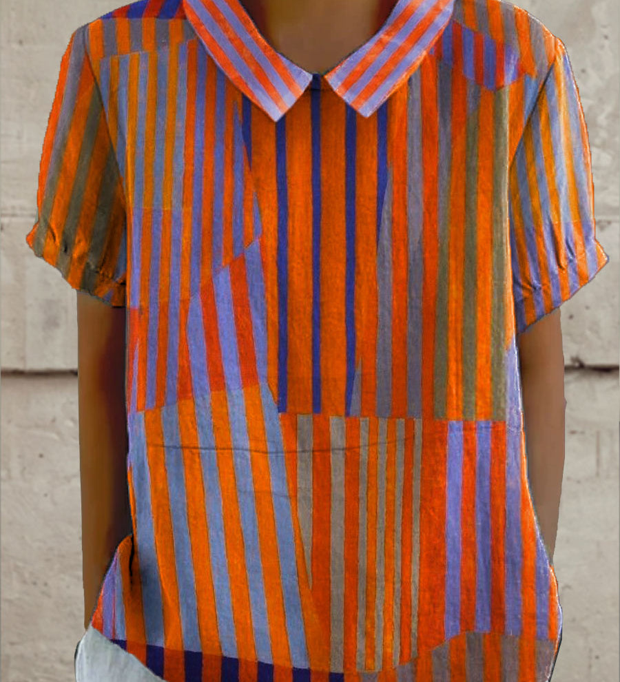 Nina - Camisa Geométrica a Rayas Elegante