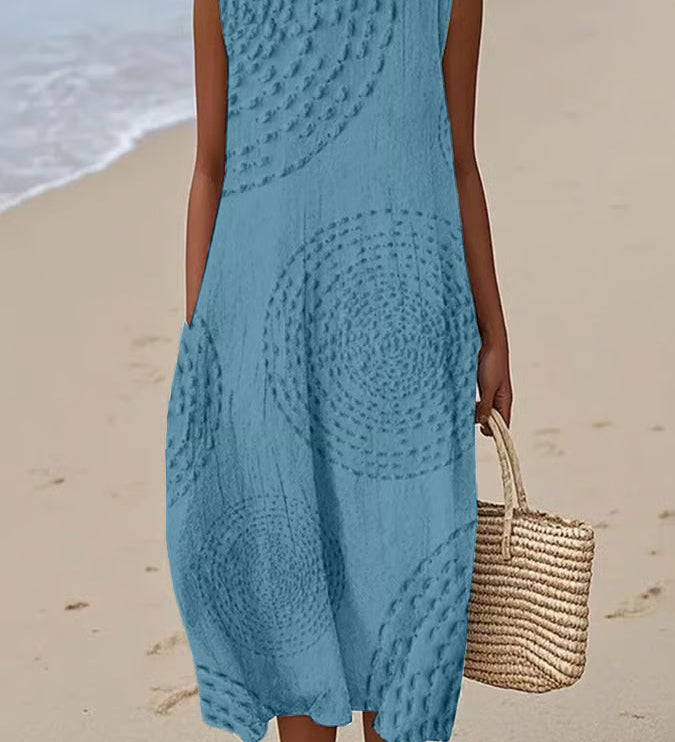 Ana - Vestido Maxi Sem Mangas Texturizado Elegante